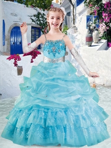New Style Spaghetti Straps Little Girl Pageant Dresses with Appliques and Bubles
