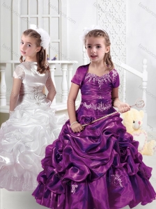 New Style Spaghetti Straps Little Girl Pageant Dresses with Appliques and Bubles