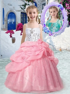 New Style Spaghetti Straps Little Girl Pageant Dresses with Beading and Bubles