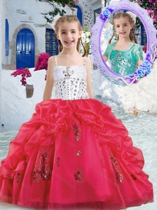 New Style Spaghetti Straps Little Girl Pageant Dresses with Beading and Bubles