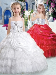New Style Spaghetti Straps Little Girl Pageant Dresses with Ruffled Layers