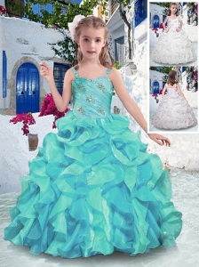 New Style  Straps Ball Gown Little Girl Pageant Dresses with Ruffles