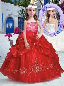 New Style Top Selling Spaghetti Straps Little Girl Pageant Dresses with Beading and Bubles