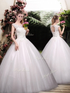 2016 Romantic Ball Gown Scoop Wedding Dresses with Appliques