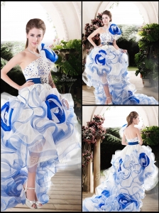 Popular One Shoulder High Low Wedding Dresses with Beading and Ruffles