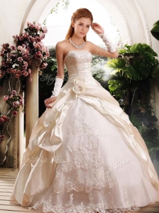 Fashionable Ball Gown Strapless Wedding Dresses with Appliques