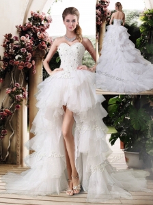 Gorgeous High Low Wedding Dresses with Beading and Ruffles