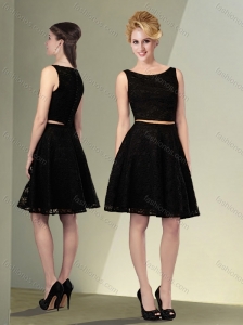 Beautiful Bateau Knee Length Black Mother of The Groom Dress