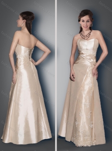 Classical Empire Champagne Lace Up Mother of The Groom Dress with Appliques