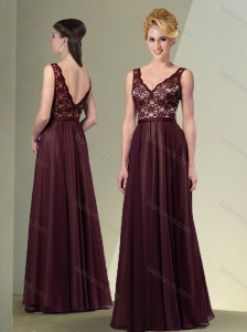 Empire V Neck Mother of The Bride Dress with Lace