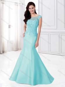 Mermaid Bateau Cap Sleeves Mother of The Groom Dress with Appliques