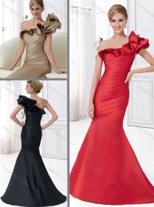 Mermaid One Shoulder Mother of The Bride Dress with Brush Train