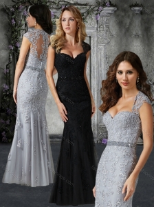 Customized Cap Sleeves Mother of The Bride Dress with Beading and Appliques