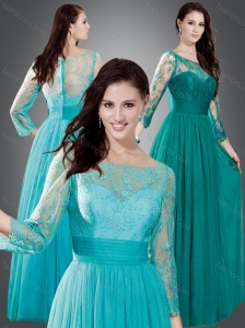 Customized Empire Bateau Mother of The Bride Dress with Lace