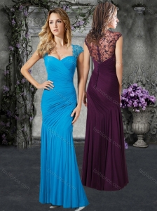 Fashionable Cap Sleeves Mother of The Groom Dress with Lace and Beading