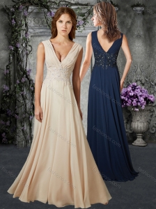 Gorgeous Empire V Neck Mother of The Bride Dress with Beading and Appliques