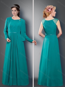 Latest Empire Scoop Turquoise Mother of The Groom Dress with Belt