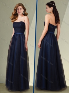 Latest Empire Strapless Navy Blue Mother of The Bride Dress with Belt