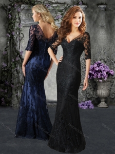 Wonderful V Neck Half Sleeves Mother of The Groom Dress in Lace