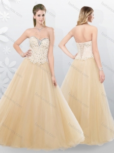 2016 Fall Lovely A Line Beading Bridesmaid Dresses in Champagne