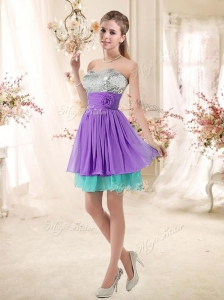 2016 Low Price Sweetheart Short Bridesmaid Dresses with Sequins and Belt