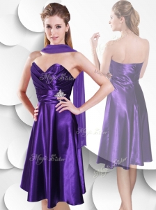 2016 Perfect Empire Sweetheart Elastic Woven Satin Beautiful Prom Dresses with Beading and Ruching