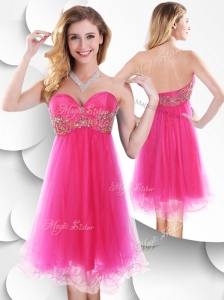 2016 Pretty Sweetheart Hot Pink Beautiful Prom Dresses with Beading