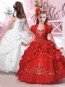 Hot Sale Straps Applique and Beaded Flower Girl Dress in Organza