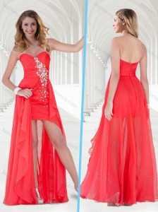 Cheap Chiffon Empire Beaded Long Bridesmaid Dress in Red