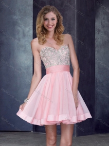 New Style Short Sweetheart Baby Pink Prom Dress with Beading