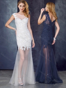 Short Inside Long Outside White Prom Dress with Beading and Appliques