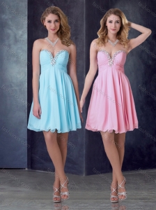 Exclusive Empire Chiffon Short Prom Dress with Beading and Ruching