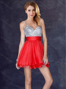 Best Selling Backless Sequined Short Junior Prom Dress in Red
