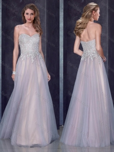 Custom Made Empire Applique Silver Modest Prom Dress in Tulle