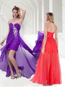 Pretty Beaded Empire Chiffon Long Sexy Prom Dress in Purple