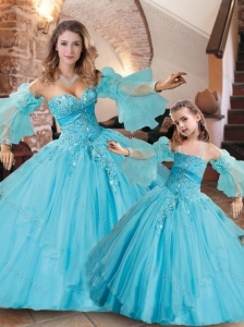 Beautiful Applique with Beading Aqua Blue Princesita Quinceanera Dresses in Organza