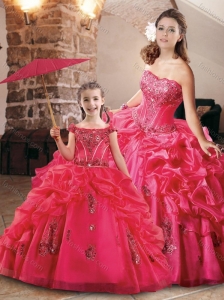 Luxurious Bubble and Applique Princesita Quinceanera Dresses in Coral Red
