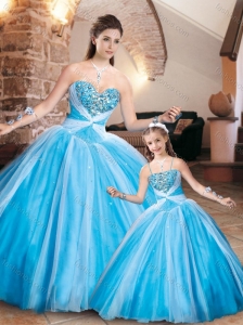 Popular Puffy Skirt Baby Blue Princesita Quinceanera Dresses with Beading
