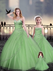 Ball Gown Princesita with Quinceanera Dresses in Spring Green with Beading and Appliques