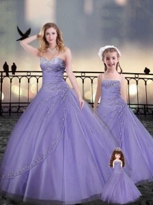 Lavender Princesita with Quinceanera Dresses in Tulle with Beading and Appliques
