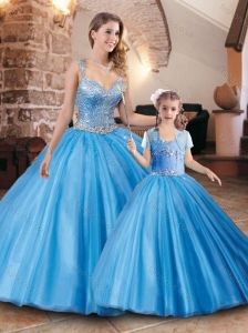 Luxurious See Through Zipper Up Princesita Quinceanera Dresses in Baby Blue