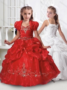 New Beaded and Bubble Red Mini Quinceanera Dress with Spaghetti Straps