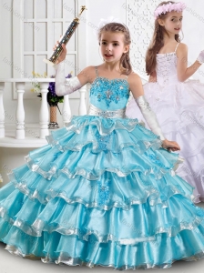 Cheap Spaghetti Straps Ruffled Layers Mini Quinceanera Dress in Organza