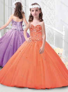 Hot Sale Spaghetti Straps Tulle Mini Quinceanera Dress with Beading
