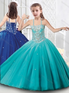New Style Tulle Beaded Mini Quinceanera Dress with Spaghetti Straps