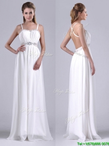 New Style Beaded Top and Waist White Dama Dresses for Quinceanera with Criss Cross
