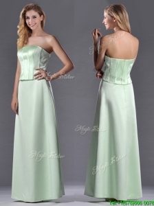 Discount Column Ruching Satin Bridesmaid Dress with Strapless