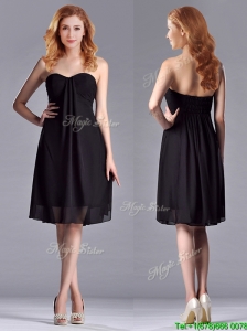 Empire Sweetheart Knee-length Short Black Bridesmaid Dress for Homecoming