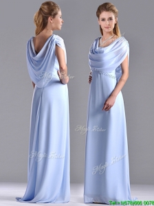 Elegant Spaghetti Straps Light Blue Long Mother of the Bride Dress in Chiffon
