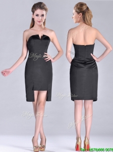 Fashionable Front Short Back Long V Neck Mother of the Bride Dress in Black